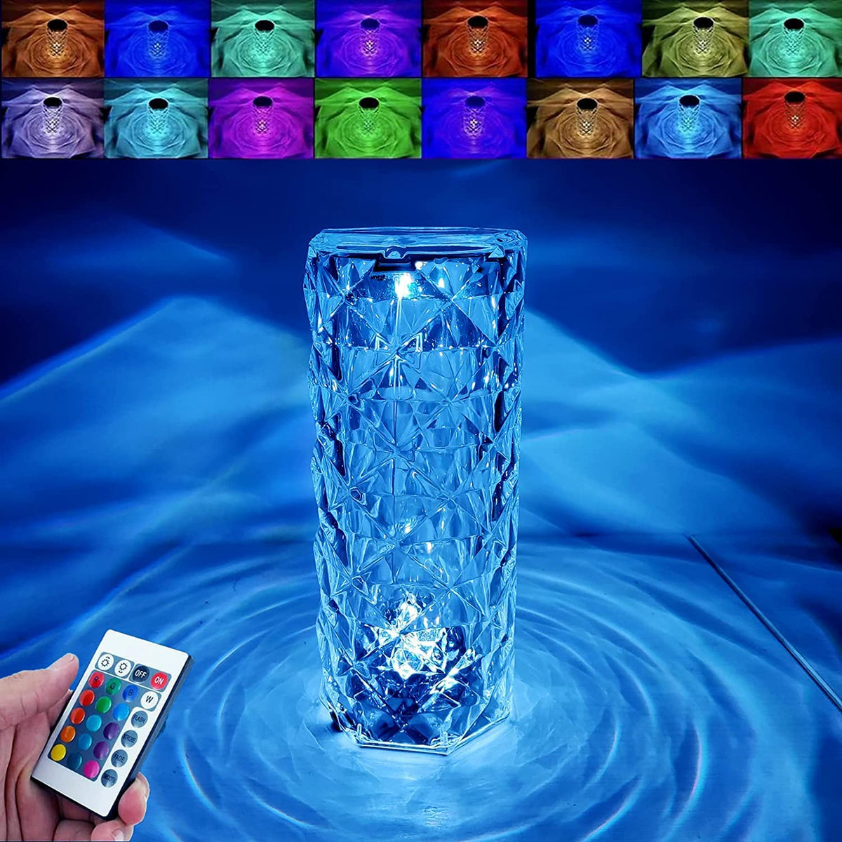 16 Color Changing Rose Crystal Diamond Table Lamp l  Luxury Product