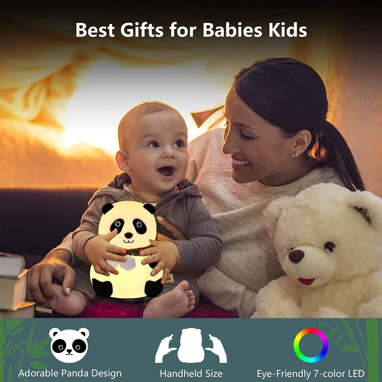 Touch Silicone Panda Light – Night Light for Kids, Girls & Boys | Cute Bedroom Decor for Women
