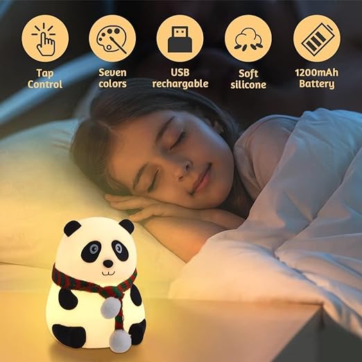 Touch Silicone Panda Light – Night Light for Kids, Girls & Boys | Cute Bedroom Decor for Women