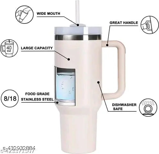Nestasia 1.2L Tumbler with Handle & Lid | Insulated Reusable Stainless Steel Water Bottle | Mug for Office, Gym, Travelling